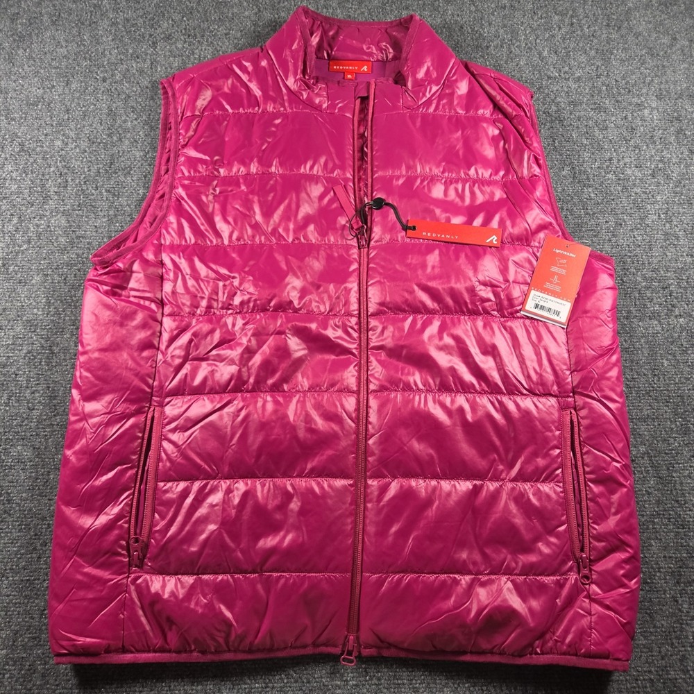 New Redvanly Mens XL Bolton Puffer Vest Full Zip Lightweight Sangria